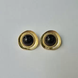 SİYAH OVAL VINTAGE KÜPE