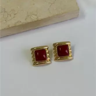 BORDO TAŞ VINTAGE KÜPE