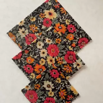 Balmumu Gıda Saklama Kumaşı, Tekrar Kullanılabilen Saklama Bezi, 3'lü Set, Çiçek Desenli