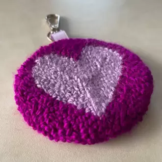 Punch Anahtarlık, Çift Taraflı, Kalp Desenli, Aksesuar / Charm, Mor