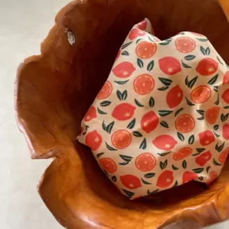 Balmumu Gıda Saklama Kumaşı, Tekrar Kullanılabilen Saklama Bezi, 3'lü Set, Portakal Desenli