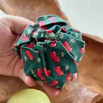Balmumu Gıda Saklama Kumaşı, Tekrar Kullanılabilen Saklama Bezi, 2'li Set, Kiraz Desenli