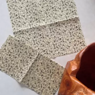 Balmumu Gıda Saklama Kumaşı, Tekrar Kullanılabilen Saklama Bezi, 2'li Set, Çiçek, 25x25
