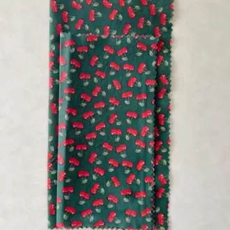 Balmumu Gıda Saklama Kumaşı, Tekrar Kullanılabilen Saklama Bezi, 2'li Set, Kiraz Desenli