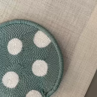 Punch Bardak Altlığı, Çift Taraflı, Puantiye Desenli Yuvarlak Formlu, Mavi