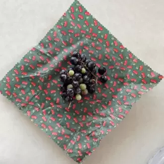 Balmumu Gıda Saklama Kumaşı, Tekrar Kullanılabilen Saklama Bezi, 2'li Set, Kiraz Desenli