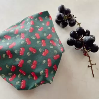 Balmumu Gıda Saklama Kumaşı, Tekrar Kullanılabilen Saklama Bezi, 3'lü Set, 20x20, Kiraz