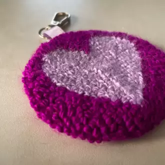 Punch Anahtarlık, Çift Taraflı, Kalp Desenli, Aksesuar / Charm, Mor