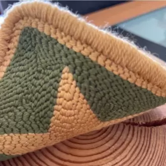 Punch Bardak Altlığı, Çift Taraflı, Yıldız Desenli Kare Formlu, Koyu Yeşil-sarı