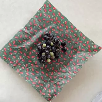 Balmumu Gıda Saklama Kumaşı, Tekrar Kullanılabilen Saklama Bezi, 3'lü Set, 20x20, Kiraz