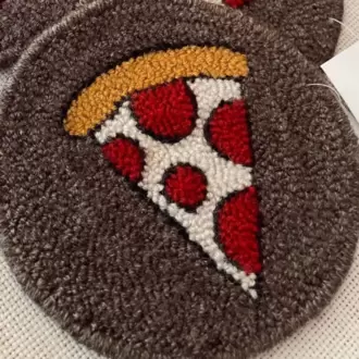 Punch Bardak Altlığı, Çift Taraflı, Pizza Desenli Yuvarlak Formlu