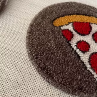 Punch Bardak Altlığı, Çift Taraflı, Pizza Desenli Yuvarlak Formlu