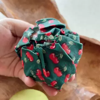 Balmumu Gıda Saklama Kumaşı, Tekrar Kullanılabilen Saklama Bezi, 3'lü Set, 20x20, Kiraz