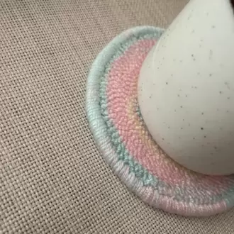 Punch Bardak Altlığı, Çift Taraflı, Twister Desenli Yuvarlak Formlu, Toz Pembe