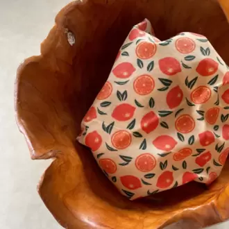 Balmumu Gıda Saklama Kumaşı, 3'lü Set, Portakal Desenli