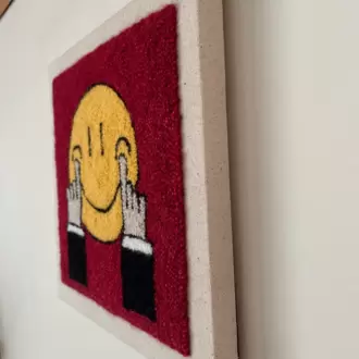 Punch Nakış İşlemeli, MDF Kapama, Gülen Surat Desenli Duvar Panosu, 25x25