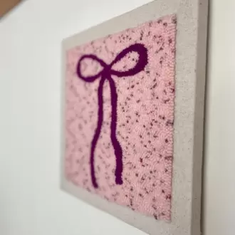 Punch Nakış İşlemeli, MDF Kapama, Kurdele Fiyonk Desenli Duvar Panosu, 25x25
