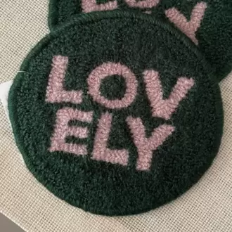 Punch Bardak Altlığı, Çift Taraflı, Lovely Desenli Yuvarlak Formlu, Koyu Yeşil