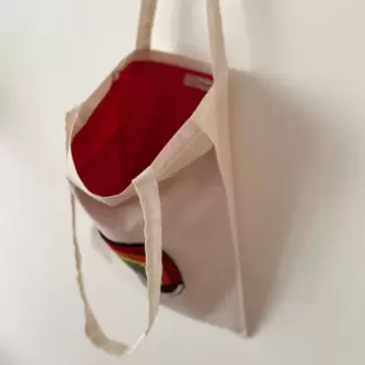 Punch Bez Çanta, Astarlı, Gökkuşağı Desenli, Punch İşlemeli, Orta Boy