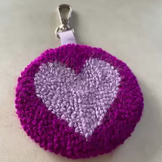 Punch Anahtarlık, Çift Taraflı, Kalp Desenli, Aksesuar / Charm, Mor