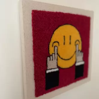 Punch Nakış İşlemeli, MDF Kapama, Gülen Surat Desenli Duvar Panosu, 25x25