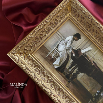 Piyanonun Başında (1887) Kalın Gold Vintage Tablo