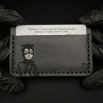 El Yapımı Hakiki Deri Catwomen Tasarımlı Cüzdan & Kartlık - Özel Hediyelik