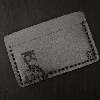 El Yapımı Hakiki Deri Catwomen Tasarımlı Cüzdan & Kartlık - Özel Hediyelik