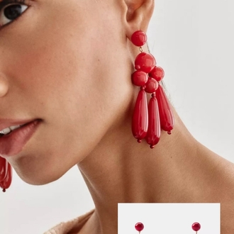 Zara model kırmızı küpe 