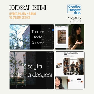 Fotoğrafçılık Eğitimi 5 Video + Çalışma dosyaları+ katılımcı belgesi 
