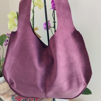 Süet Omuz Çantası (Bordo)