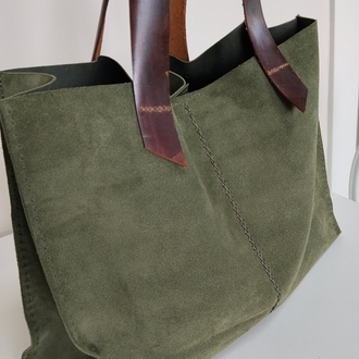 Suet Tote Çanta (Deri Saplı)
