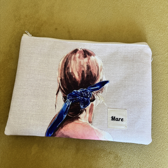 Büyük boy Clutch- mavi tokalı kız