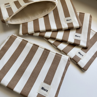 Kahve çizgiler clutch/organizer