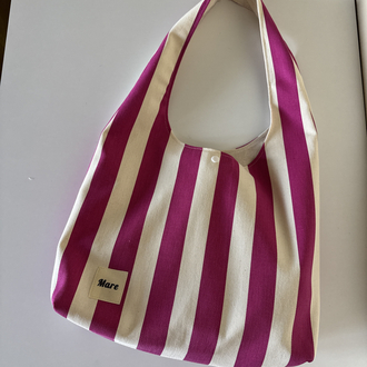 Pembe krem Çizgili çanta