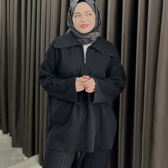 Siyah fitilli triko takım
