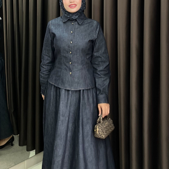 Denim etekli takım 