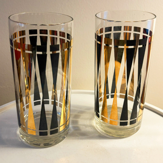 70’s Gold + Black Cocktail Glasses 