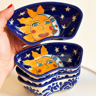 70’s Italian “Sun and Moon” Hand Painted Wall Decor