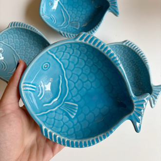 Blue Ceramic Fish Bowls