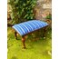 Blue + White Striped Walnut Foot Stool 