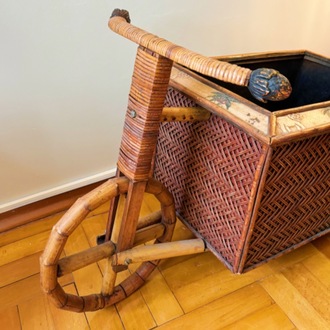70's Handmade Rattan Bike Basket 