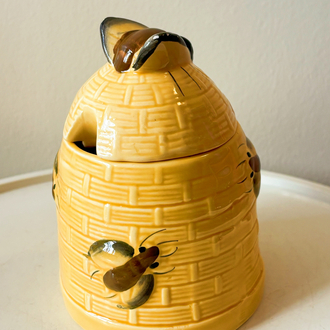 Ceramic Bee Embossed Honey Jar