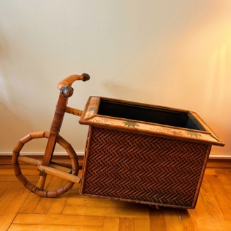 70's Handmade Rattan Bike Basket 