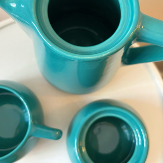 80’s Petrol Green Art-Deco Eczacıbaşı Ceramic Tea Set
