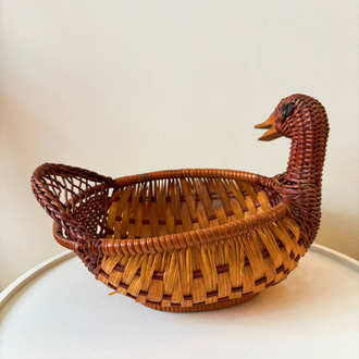 Handwoven Rattan Duck Basket