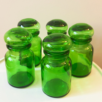 60’s Green Glass Bubble Jars 