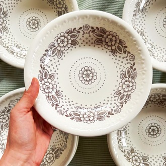 70’s Brown Floral Rustic Plates