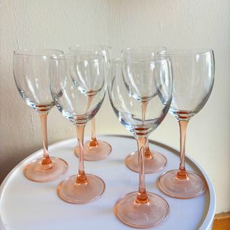 80’s French Pink Wine Glasses