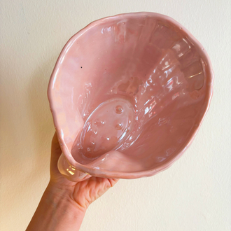 80’s Pink Iridescent Seashell Bowl 